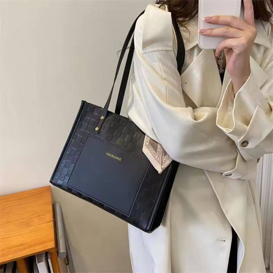 Large Capacity PU Leather Tote Bag – 2025 Korean Trendy Fashion