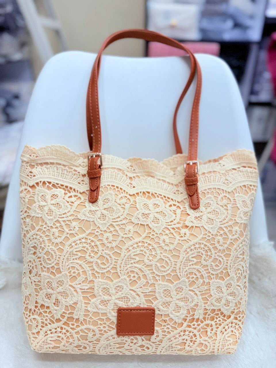 Luxury Summer Lace Beach Tote – Large Capacity French Style Handbag