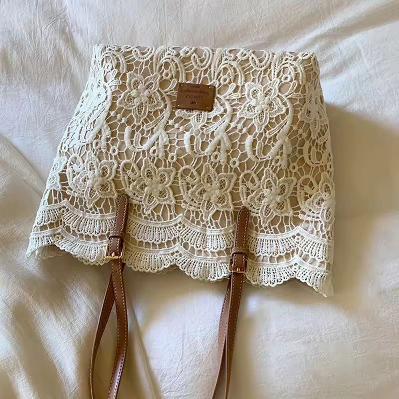 Luxury Summer Lace Beach Tote – Large Capacity French Style Handbag