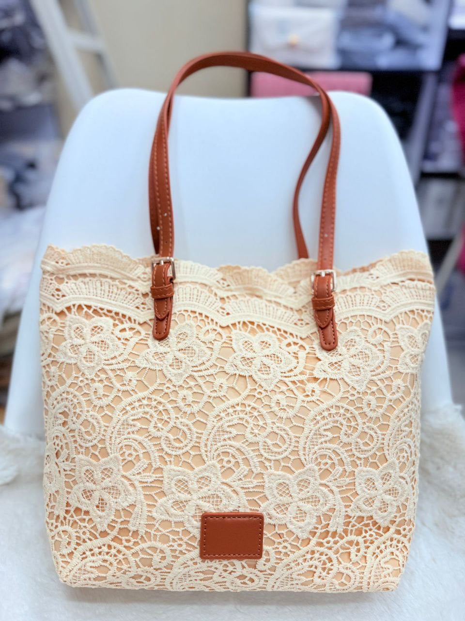 Luxury Summer Lace Beach Tote – Large Capacity French Style Handbag