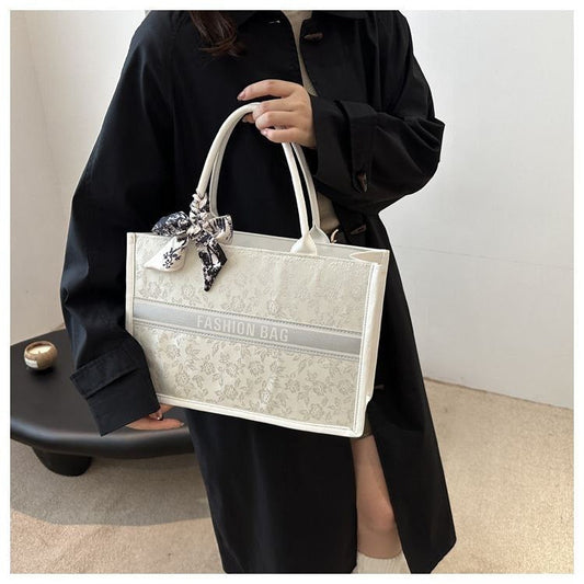 Embroidered Tote Bag for Women – Spacious Luxury Handheld Work & Daily Use Bag