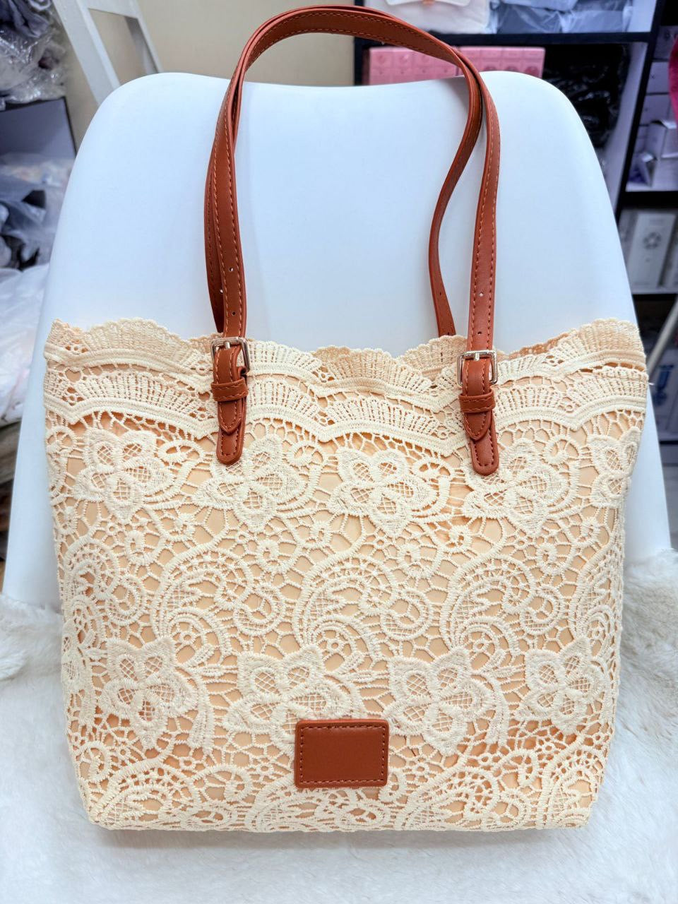 Luxury Summer Lace Beach Tote – Large Capacity French Style Handbag