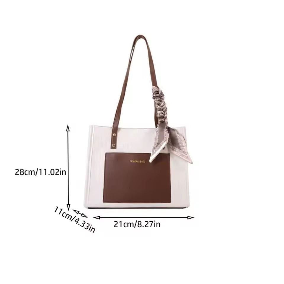 Large Capacity PU Leather Tote Bag – 2025 Korean Trendy Fashion