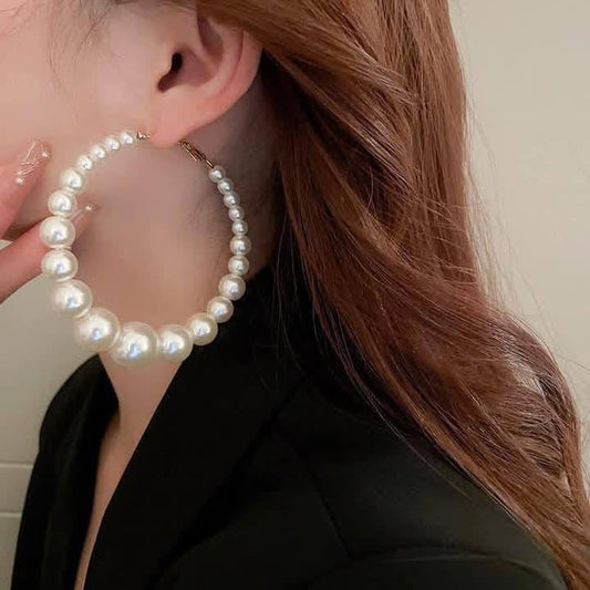 Oversized Graduated Pearl Statement Earrings