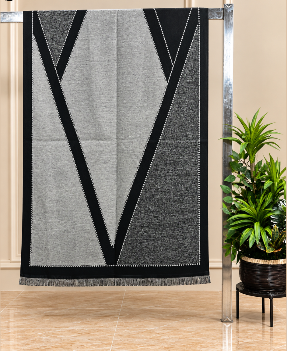 Noir Abstract Frame Cotton Shawl