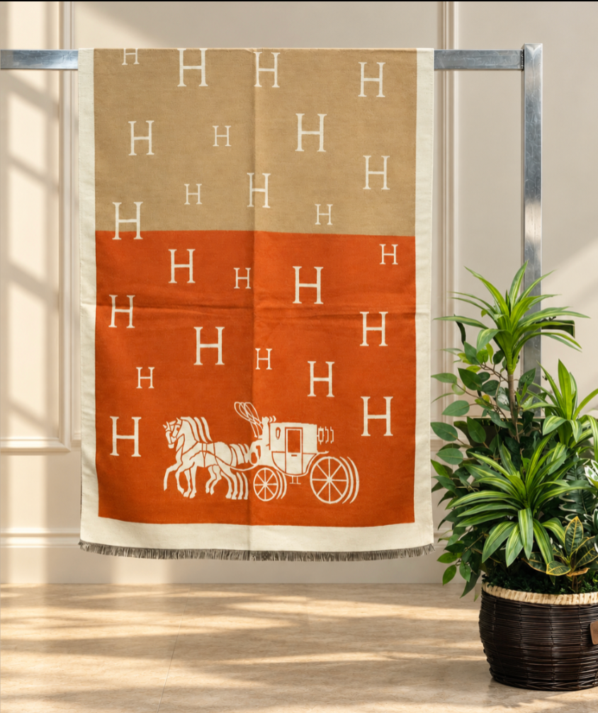 Heritage Horse Motif Cotton Winter Shawl
