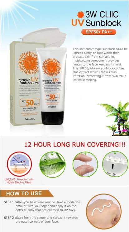 3W Clinic UV Sunscreen Cream SPF50++