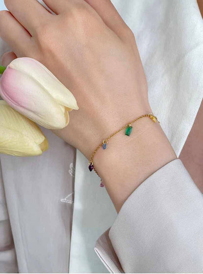 Dainty Multi-Stone Stainless Steel Bracelet(Colour gurantee)