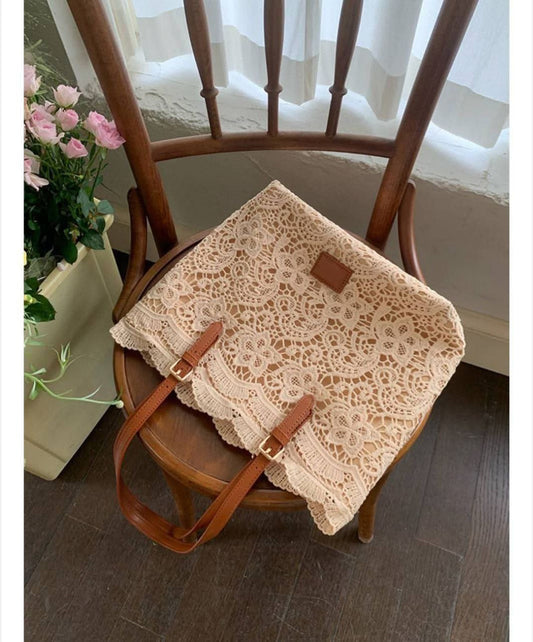 Luxury Summer Lace Beach Tote – Large Capacity French Style Handbag