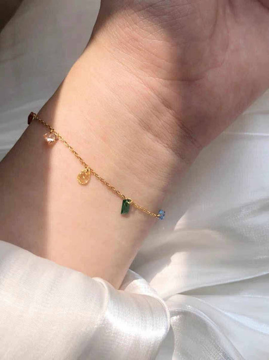 Dainty Multi-Stone Stainless Steel Bracelet(Colour gurantee)