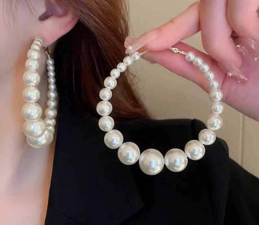 Oversized Graduated Pearl Statement Earrings