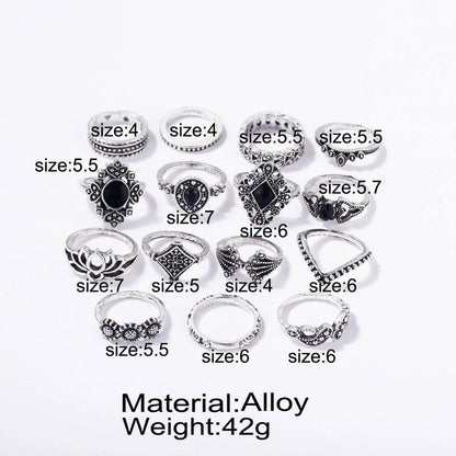 15 PCs Women’s Ring Set – Trendy Fashion Rings for Girls & Ladies