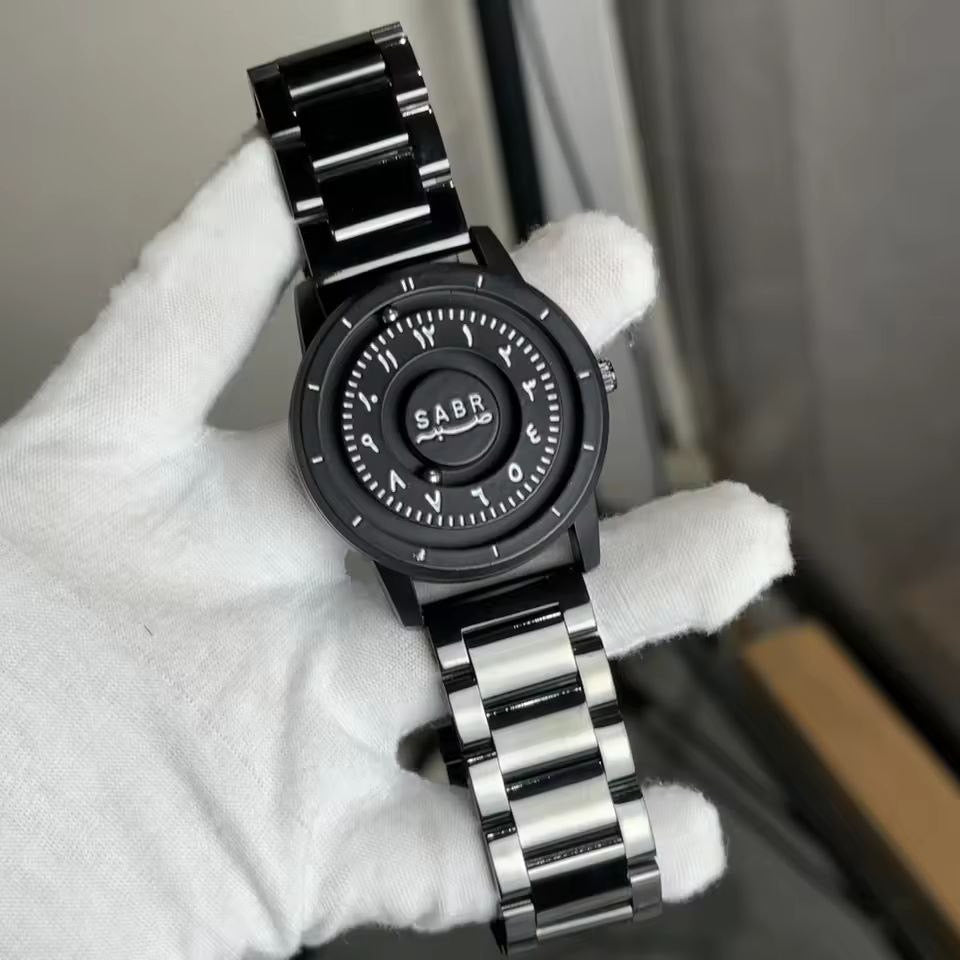 Sabr Arabic Numerals Alloy Quartz Watch – Men’s Magnetic Bead Luxury Watch (With Box)