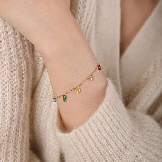Dainty Multi-Stone Stainless Steel Bracelet(Colour gurantee)