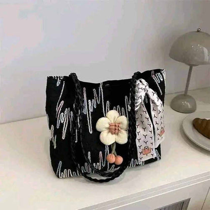 Sunflower Doll Tote Bag with Special Texture Design