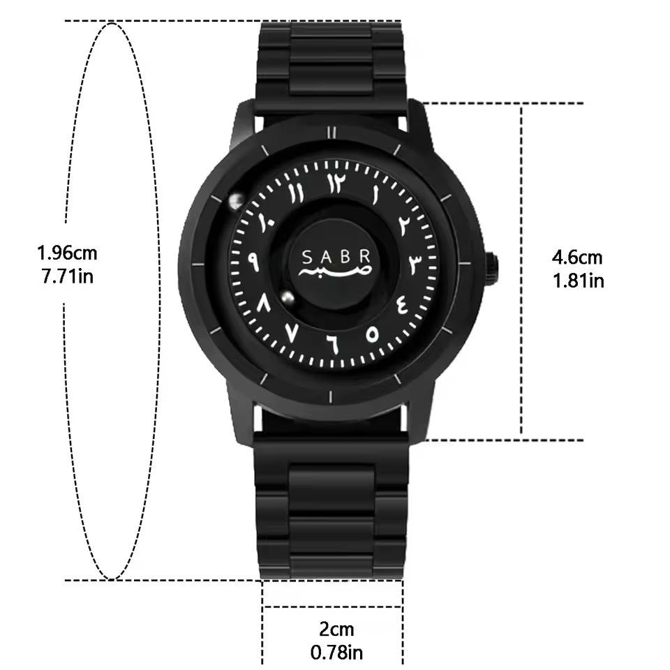 Sabr Arabic Numerals Alloy Quartz Watch – Men’s Magnetic Bead Luxury Watch (With Box)