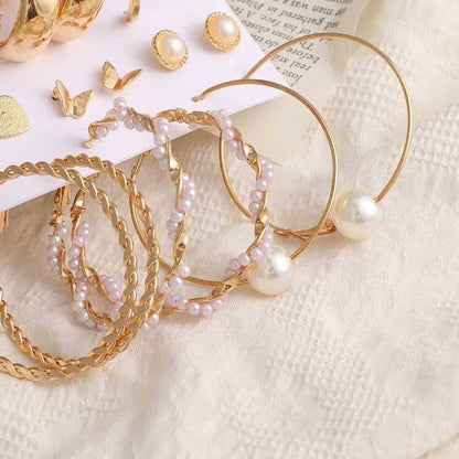 9-in-1 Gold Tone Earring & Hoop Set(color gurantee)