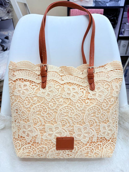 Luxury Summer Lace Beach Tote – Large Capacity French Style Handbag