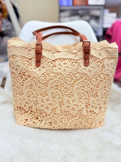 Luxury Summer Lace Beach Tote – Large Capacity French Style Handbag