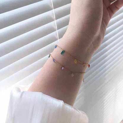 Dainty Multi-Stone Stainless Steel Bracelet(Colour gurantee)