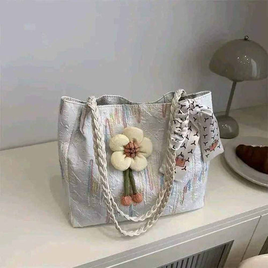 Sunflower Doll Tote Bag with Special Texture Design