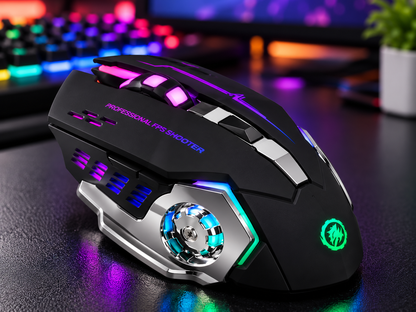 6D Wireless Gaming Mouse – Rechargeable Type-C | Bluetooth 5.4 | 15+ RGB Modes