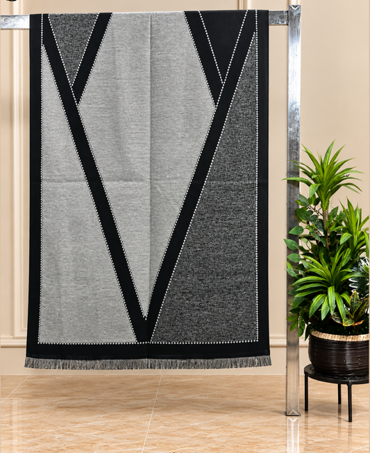 Noir Abstract Frame Cotton Shawl
