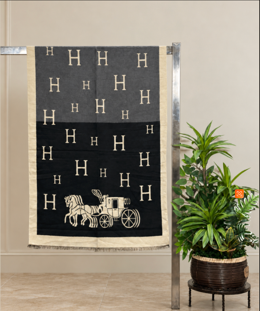 Heritage Horse Motif Cotton Winter Shawl