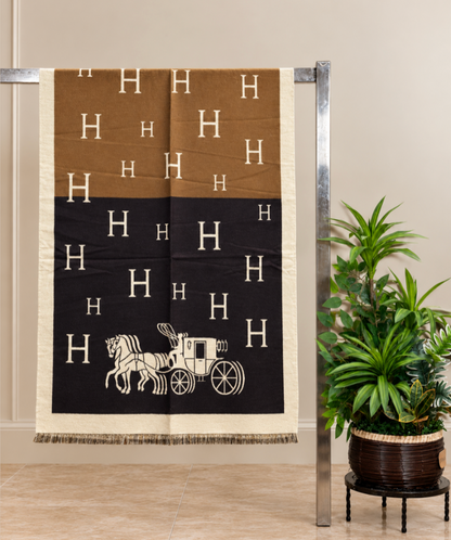 Heritage Horse Motif Cotton Winter Shawl