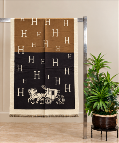 Heritage Horse Motif Cotton Winter Shawl