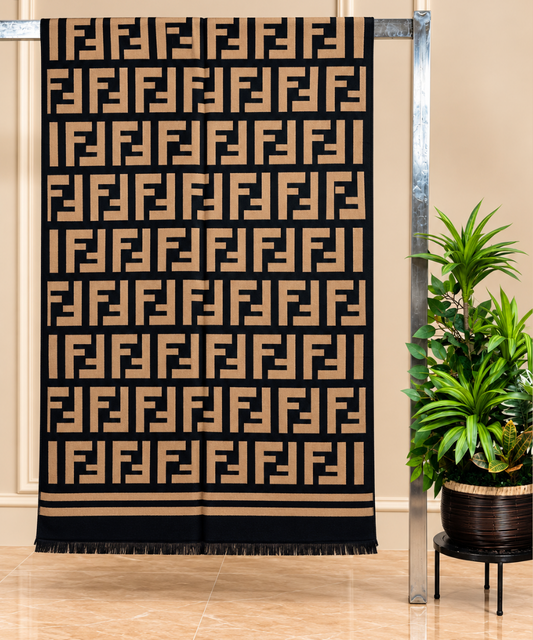 Cocoa Brown Geometric Cotton Shawl