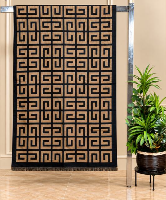 Golden Maze Geometric Cotton Shawl