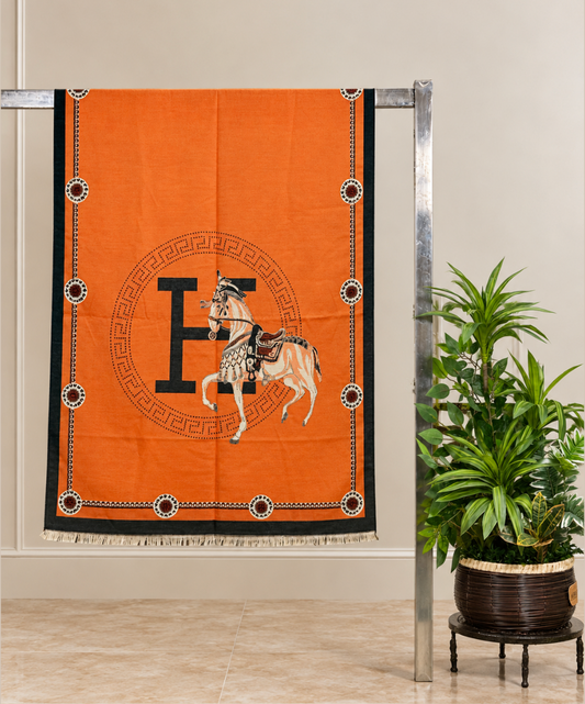 Heritage Horse Motif Cotton Winter Shawl