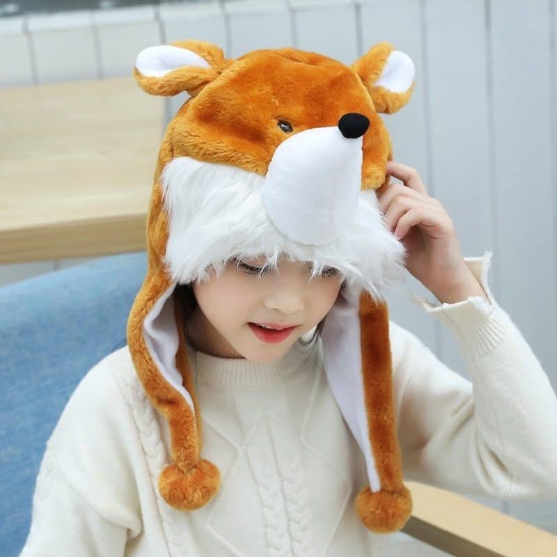 Cute Animal Plush Winter Hat with Moving Ears