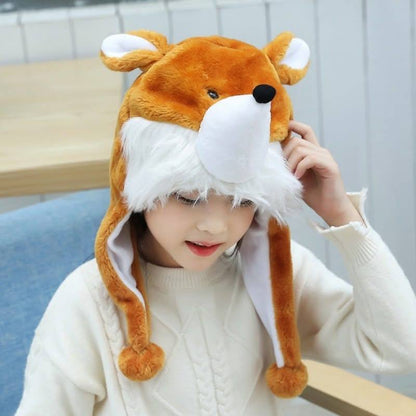 Cute Animal Plush Winter Hat with Moving Ears