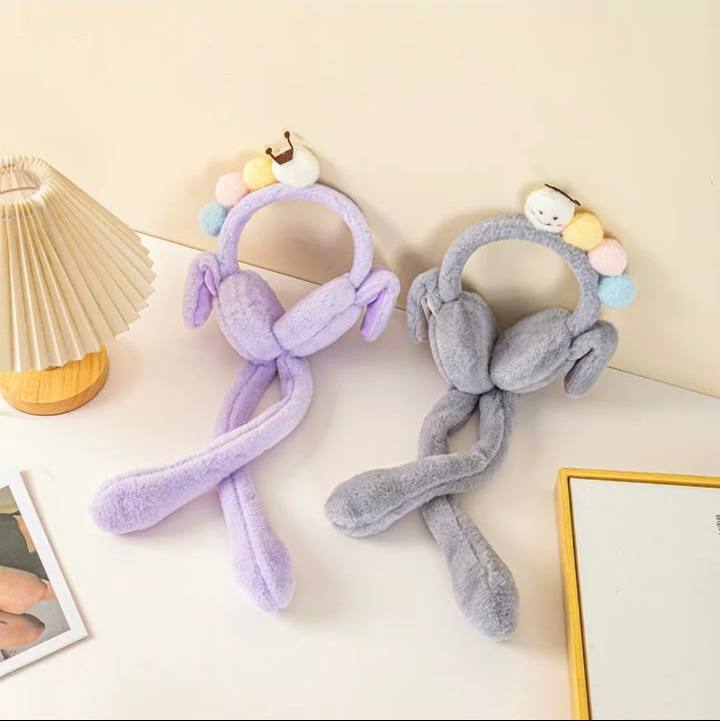 Cute Plush Winter Earmuffs with Long Fluffy Flaps
