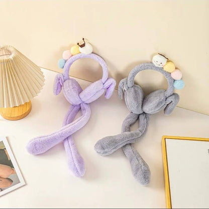 Cute Plush Winter Earmuffs with Long Fluffy Flaps