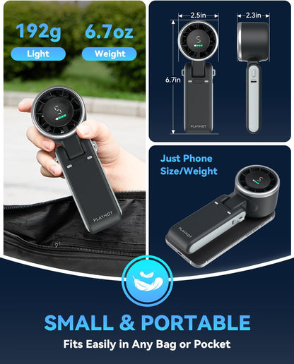 PlayHot Portable Handheld Turbo Fan (5 Gear, 180° Foldable)