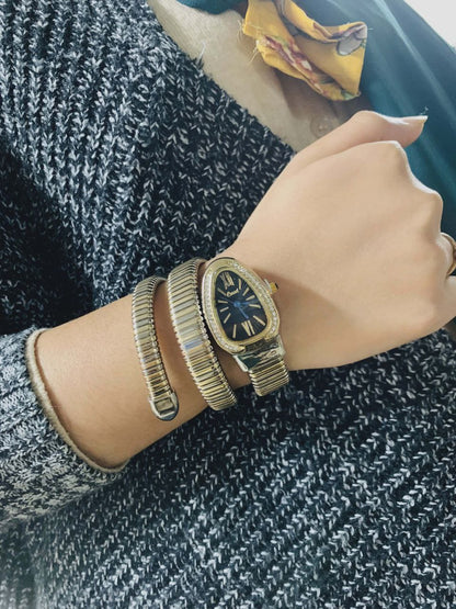 Snake Shaped Women39;s Watches Rhinestone Luxury Brand Ladies Snake Bracelet Watch Girl
