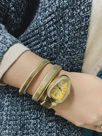 Snake Shaped Women39;s Watches Rhinestone Luxury Brand Ladies Snake Bracelet Watch Girl