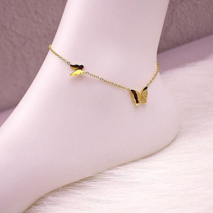 18K Gold Plated Titanium Steel Butterfly Anklet|Anti-Tarnish & Waterproof