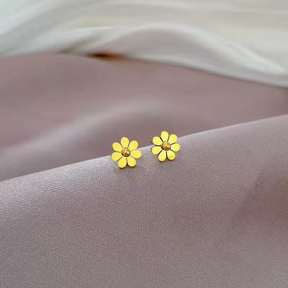 Premium Stainless Steel Daisy Flower Snake Chain Jewelry Set - Gold Edition